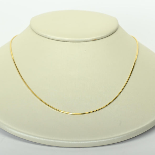 Square Snake Chain 18" 1mm 14K Yellow Gold Pendant Necklace