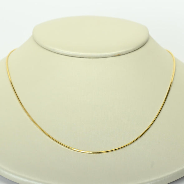 Square Snake Chain 18" 1mm 14K Yellow Gold Pendant Necklace