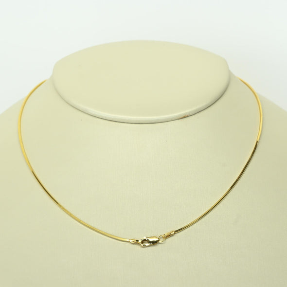 Square Snake Chain 18" 1mm 14K Yellow Gold Pendant Necklace