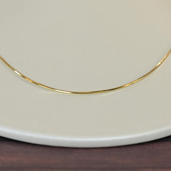 Square Snake Chain 18" 1mm 14K Yellow Gold Pendant Necklace