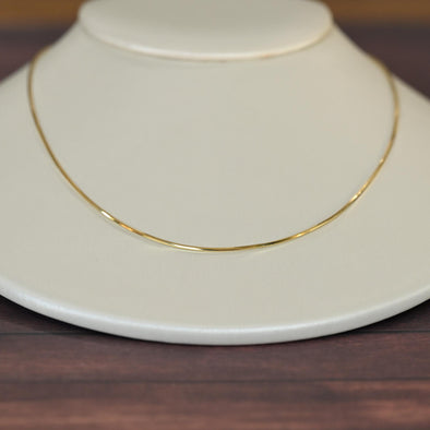 Square Snake Chain 18" 1mm 14K Yellow Gold Pendant Necklace