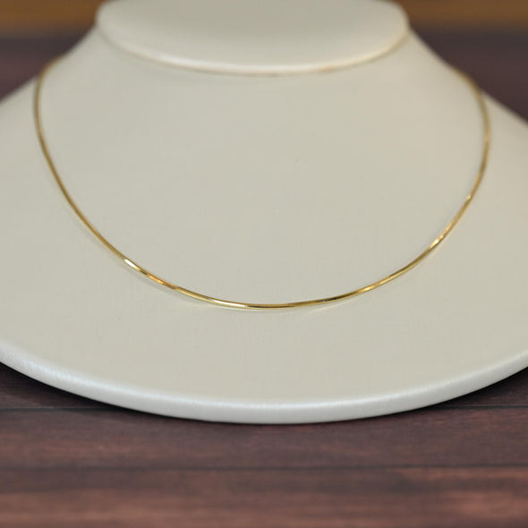 Square Snake Chain 18" 1mm 14K Yellow Gold Pendant Necklace