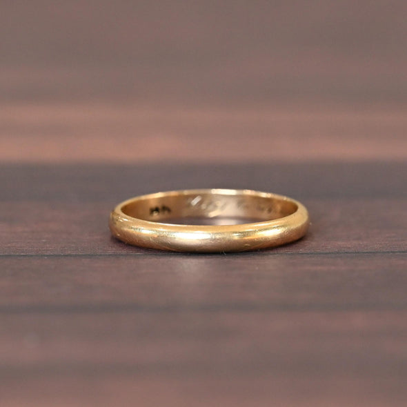 Dated 1948 Personalized 14k Yellow Gold Wedding Band - 11.25