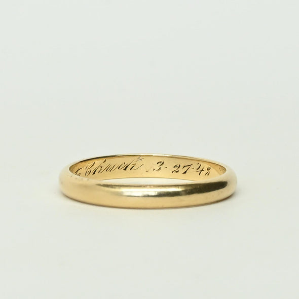 Dated 1948 Personalized 14k Yellow Gold Wedding Band - 11.25