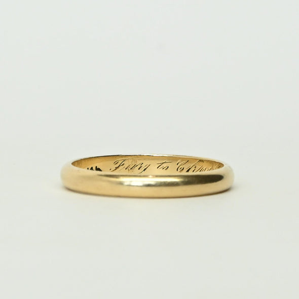 Dated 1948 Personalized 14k Yellow Gold Wedding Band - 11.25