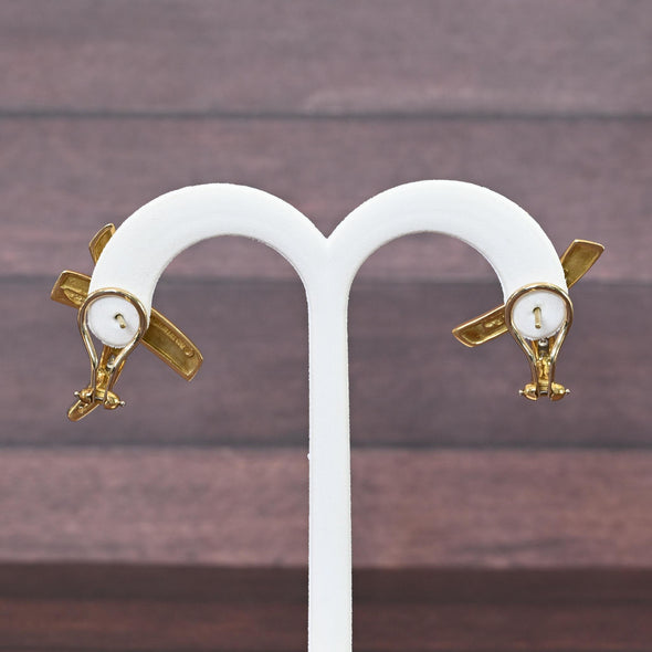 Tiffany & Co. Paloma Picasso Large X Kiss Earrings 18K Gold Platinum Diamonds