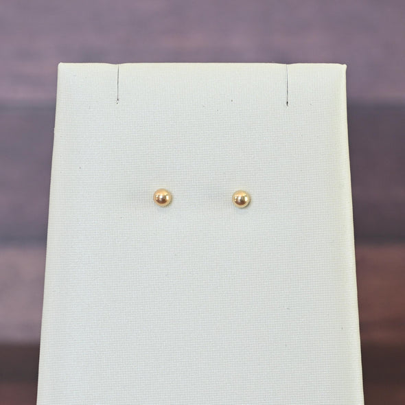 4mm 14K Yellow Gold Ball Stud Earrings