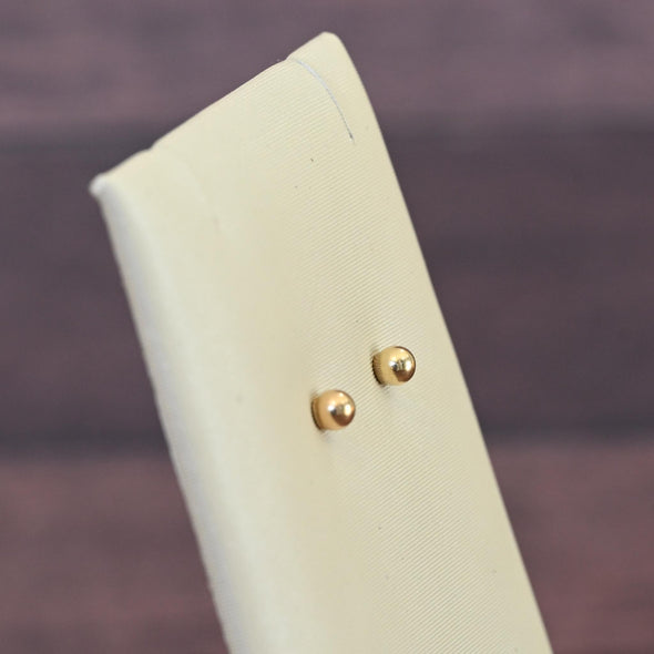 3mm 14K Yellow Gold Ball Stud Earrings