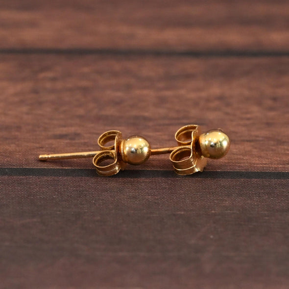 4mm 14K Yellow Gold Ball Stud Earrings