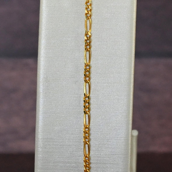 Italian Figaro Link 18K Yellow Gold Bracelet