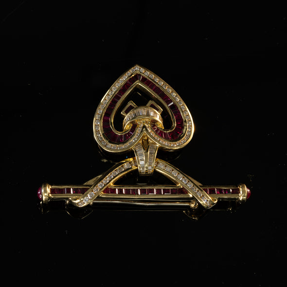 Charles Krypell 18KT Yellow Gold 6.17ct Ruby, 2.67ct Diamond Pendant/Brooch