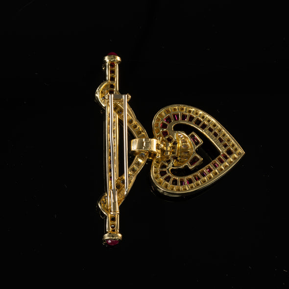 Charles Krypell 18KT Yellow Gold 6.17ct Ruby, 2.67ct Diamond Pendant/Brooch