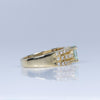 GIA Green Paraiba Tourmaline Oval and Diamond Ring in 14K Yellow Gold