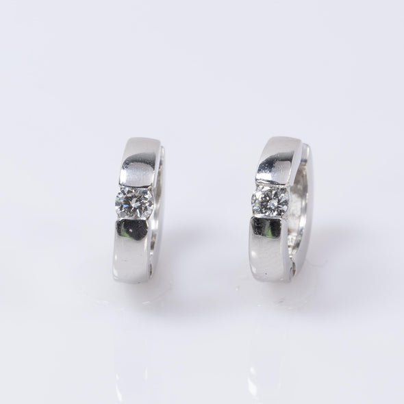 14k white gold huggie style Diamond earrings