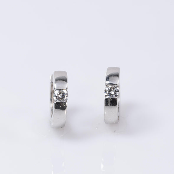 14k white gold huggie style Diamond earrings