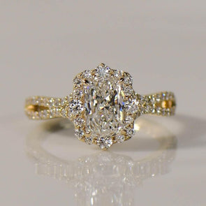 2.13ctw Lab Grown Radiant Cut Diamond Halo Engagement Ring w Natural Diamonds
