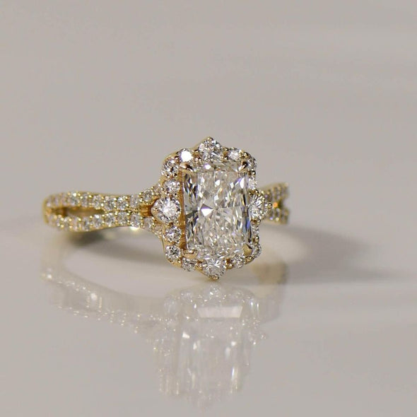 2.13ctw Lab Grown Radiant Cut Diamond Halo Engagement Ring w Natural Diamonds
