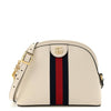 Gucci Textured Dollar Calfskin Web Small Ophidia Dome Shoulder Bag Mystic White