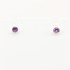 14K Yellow Gold Stud Earrings & Semi Bezel Amethyst Pendant