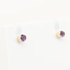 14K Yellow Gold Stud Earrings & Semi Bezel Amethyst Pendant