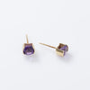 14K Yellow Gold Stud Earrings & Semi Bezel Amethyst Pendant