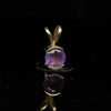 14K Yellow Gold Stud Earrings & Semi Bezel Amethyst Pendant