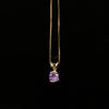 14K Yellow Gold Stud Earrings & Semi Bezel Amethyst Pendant