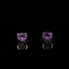 14K Yellow Gold Stud Earrings & Semi Bezel Amethyst Pendant