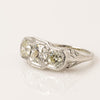 1.45ctw Old European Cut Diamond 3 Stone Filigree Platinum Ring