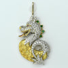 Sea Monster Dragon 8 ctw Diamond, Emerald, & Ruby 18k Gold Articulated Pendant