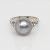 12mm Tahitian Pearl & Diamond 18k White Gold Ring