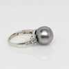 12mm Tahitian Pearl & Diamond 18k White Gold Ring