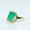 Natural Rough Emerald Crystal 18k Yellow Gold Ring