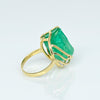 Natural Rough Emerald Crystal 18k Yellow Gold Ring