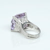 Impressive Fancy Cut Amethyst & Diamond Engraved Platinum Ring