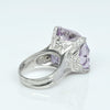 Impressive Fancy Cut Amethyst & Diamond Engraved Platinum Ring