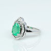 Emerald Pear Diamond Baguette Ballerina Ring 14 White Gold