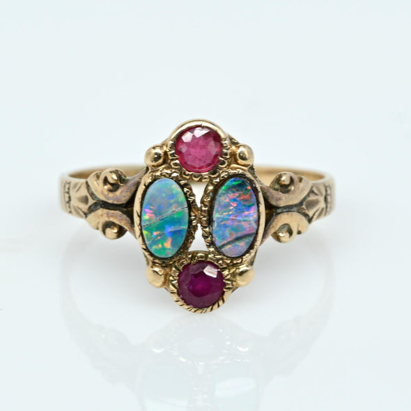 Victorian Opal & Ruby Yellow Gold Ring