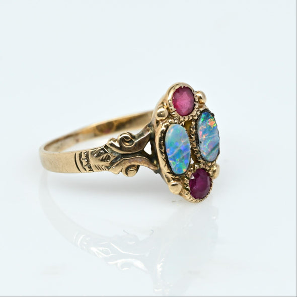 Victorian Opal & Ruby Yellow Gold Ring