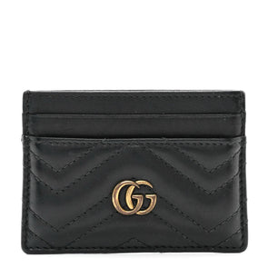 Gucci Calfskin Matelasse GG Marmont Card Holder Black
