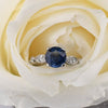 Art Deco Platinum Rich Blue Round Brilliant Cut Natural Sapphire Solitaire Engagement Ring GIA Report Included