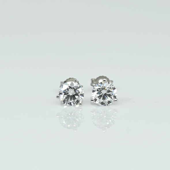New 2+ctw Round Lab Grown Diamond Studs 14K White Gold Martini Set Earrings