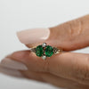 Antique 10K Victorian Two Stone Green Glass and Seed Pearl Gemstone Ring