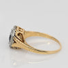 Art Deco Sapphire Solitaire 14K Two Tone Engraved Filigree Ring
