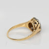 Art Deco Sapphire Solitaire 14K Two Tone Engraved Filigree Ring