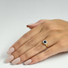Art Deco Sapphire Solitaire 14K Two Tone Engraved Filigree Ring