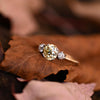 Circa 1920's Art Deco 1930's Two Tone Platinum & 14K Gold 3 Stone Fancy Yellow