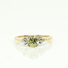 Circa 1920's Art Deco 1930's Two Tone Platinum & 14K Gold 3 Stone Fancy Yellow