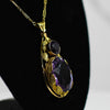 Art Deco Amethyst Oval Leaf Motif Yellow & Green Gold Station Necklace