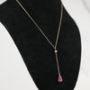 Yellow Gold Pear Cut Ruby Drop Necklace